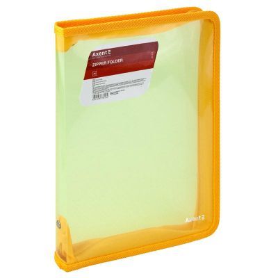 Папка объемная на молнии B5, прозрачная желтая