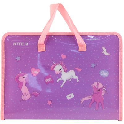 Папка-портфель на молнии, 1 отделение, A4, Kite Unicorn