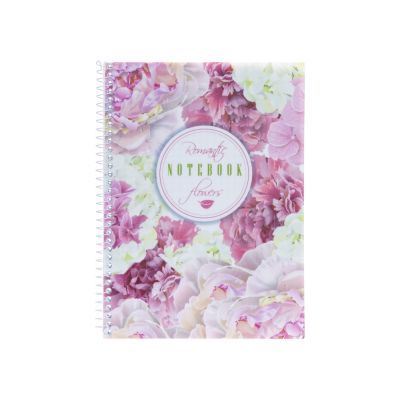 Блокнот "Spring Mood: Pink Flowers" А5, пластиковая обл., спираль, 80 л., клетка
