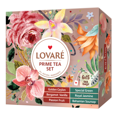 Чай ассорти «PRIME TEA SET» 90 пакетиков в индивидуальных конвертах, LOVARE