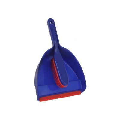 Набор для уборки OPTIMA CLEANING: щетка с резиновым ворсом и совок 23 см синий