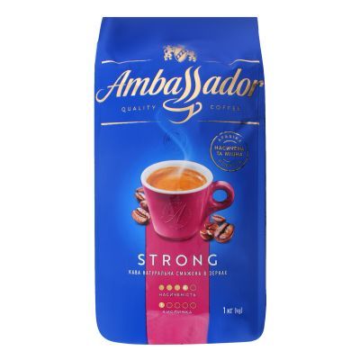 Кофев зернах 1000г, пакет, "Strong", AMBASSADOR (PL)