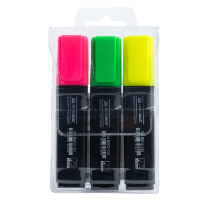 Набор из 3х текст-маркеров (желт., зел., роз.), JOBMAX, 1-5 мм, водная основа