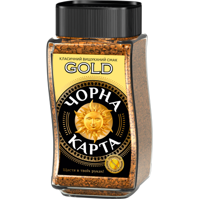 Кофе растворимый Черная карта Gold, сткл.б. 95г