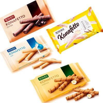 Трубочки вафельные Ваниль Рошен, 222г, ассорти (810051)