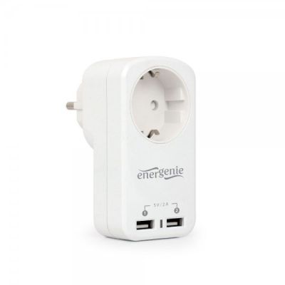 Зарядний пристрій 2х USB по 2.1A, з наскрізною розеткою