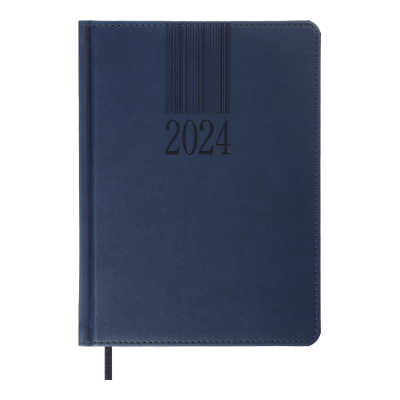 Щоденник датов. 2024 CODE, A5, синій, штуч. шкіра/поролон