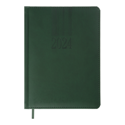Щоденник датов. 2024 CODE, A5, зелений, штуч. шкіра/поролон