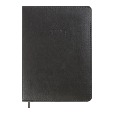 Ежедневник датир. 2024 PRIME, A5, черный, иск.кожа/поролон