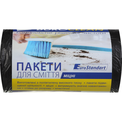 Пакеты для мусора 60л/40шт EuroStandart, прочные, черные BuroClean