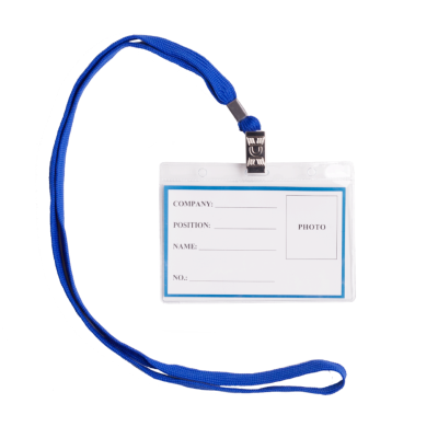 Бейдж-идентификатор горизонтальный, пласт., 110х80 мм, с шнурком для крепления