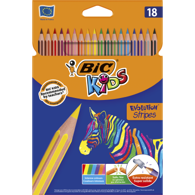 Карандаши  цветные BIC Evolution Stripes, 18 шт.