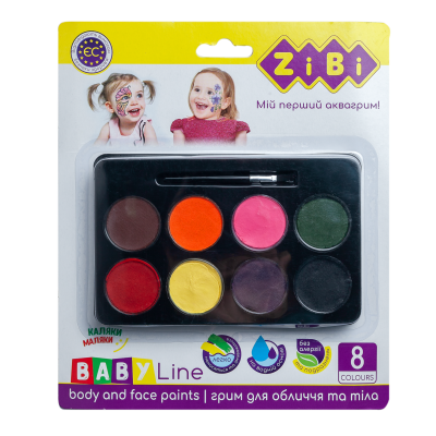 Краски для грима лица и тела на водной основе, 8 цветов, BABY Line