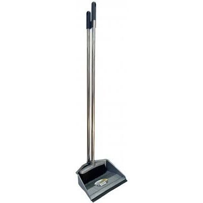 Совок и щетка с хромовой ручкой и мягким ворсом Серебристый, Apex 