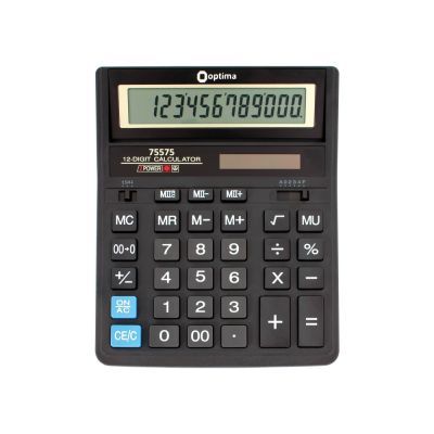 Калькулятор 12 розрядов, 203*158*30.5мм, Optima