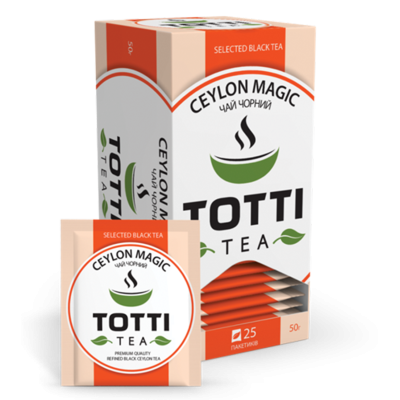 Чай черный TOTTI Tea «Магия Цейлона», пакетированный, 2г*25*32