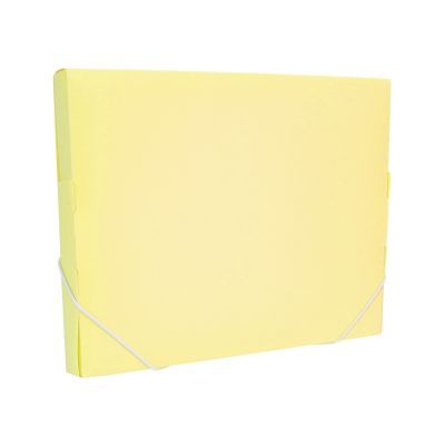 Папка-бокс пластиковая А4 на резинках, 30 мм, пастельная желтая
