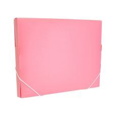 Папка-бокс пластиковая А4 на резинках, 30 мм, пастельная розовая