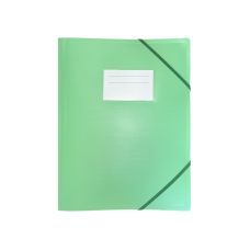 Папка пластиковая А4 на резинках, с карманом, пастельная зеленая