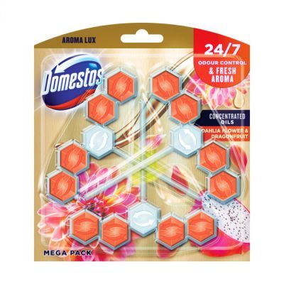 Туалетний блок Domestos Люкс Свіжість жоржини та драгонфруту 3*55г