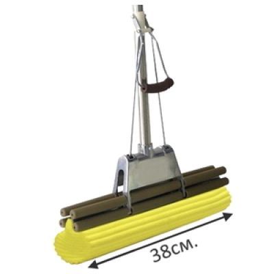 Швабра с отжимом SUPERMOP "Maxi Mop" -38 см. ручка 1,5 м. хром телескоп.
