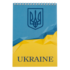 Блокнот на пружине сверху UKRAINE, А-5 (140х200 мм), 48л., клетка, картонная обложка, голубой