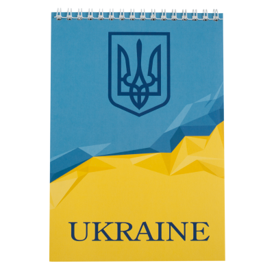 Блокнот на пружине сверху UKRAINE, А-5 (140х200 мм), 48л., клетка, картонная обложка, голубой