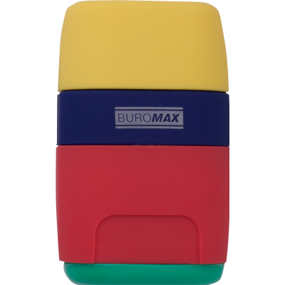 Ластик + Точилка RAINBOW, RUBBER TOUCH, 2 отв., контейнер, пластик.корпус, 1 шт. в блистере