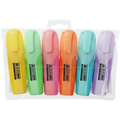 Набор из 6-ти текст-маркеров PASTEL, с резиновыми вставками, 2-4 мм