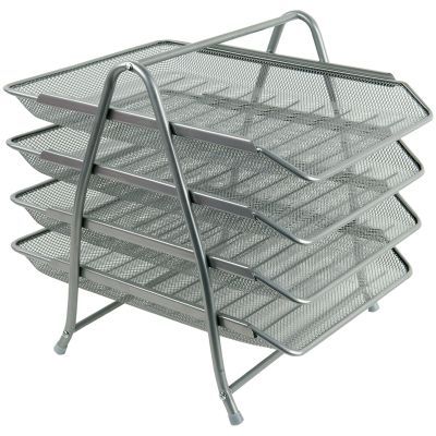 Лоток горизонтальный 4-в-1, металлическая сеточка. Размер 300*350*330мм. Цвет: серебристый