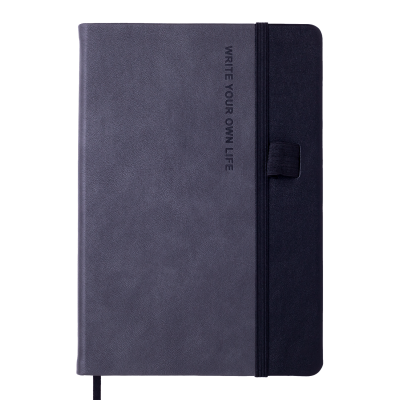 Блокнот деловой RECORD, А5, 96 л., нелинов., серый, иск.кожа