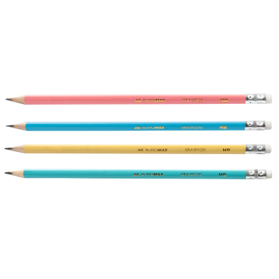 Карандаш графитовый PASTEL, HB, ассорти, с ластиком 