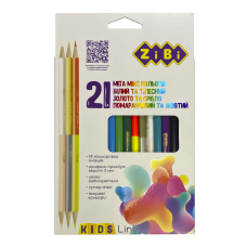 Карандаши цветные, 21 цвет (15 стандарт, 3 двухстор), трехгранные, KIDS Line