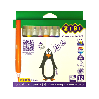 Фломастеры брашевые, 12 кол., JUMBO, KIDS Line