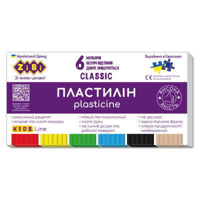 Пластилин CLASSIC 6 цветов, 120г, KIDS Line
