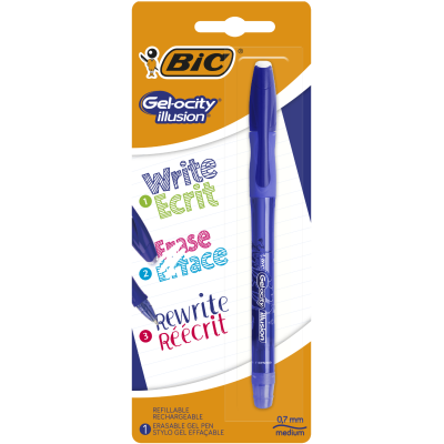 Ручка гелева "Gel-Ocity Illusion", синя, пишет-стирает, BIC