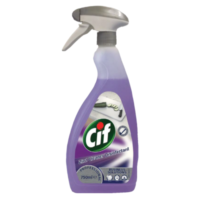 Высококонцентрированное средство Cif Professional 2 в 1 для мытья и дезинфекции всех поверхностей с распылителем 750 мл