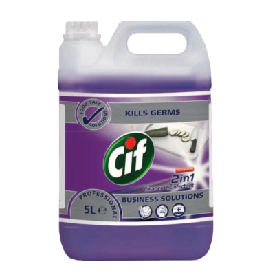 Высококонцентрированное средство Cif Professional 2 в 1 для мытья и дезинфекции всех поверхностей 5 л