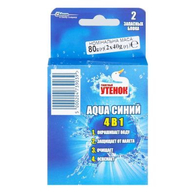 Туалетный блок Туалетный утенок AQUA синий 4 в 1 сменный