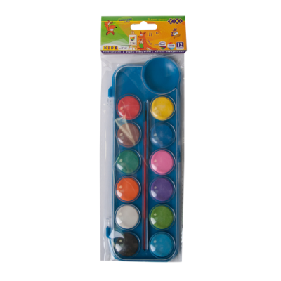 Краски акварельные 12 цветов,  пласт./кор., з пензлем,  KIDS Line (ZB.6559-02)