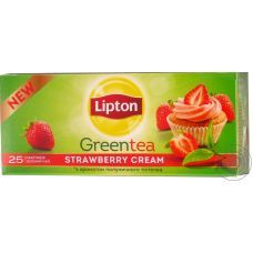 Чай зеленый Lipton Super tasty strawberry cream, 25х1,6г/уп