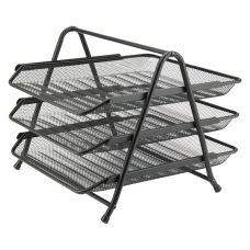 Лоток для бумаг горизонтальный 3-в-1 металл черный Лоток для бумаг горизонтальный 3-в-1 металл черный