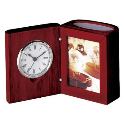 Настольный прибор (часы, фоторамка), красное дерево (0056XJU)