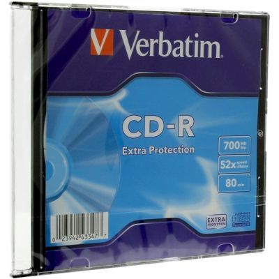 Диск VERBATIM CD-R 700Mb 52x Slim 1 pcs Extra 43347 (5292965)