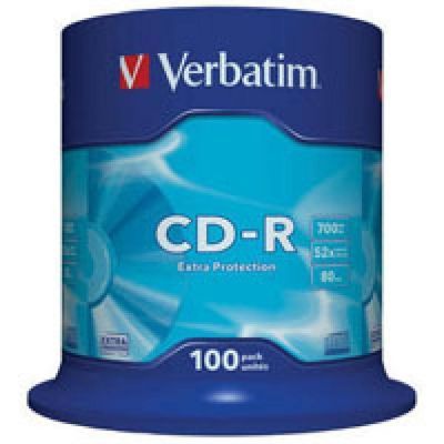 Диск VERBATIM CD-R 700Mb 52x Cake 100 pcs Extra 43411 (5240972)