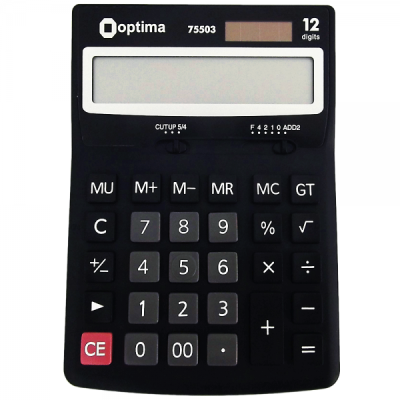Калькулятор настольный Optima 12 разрядов размер 200*150*27мм (O75505)