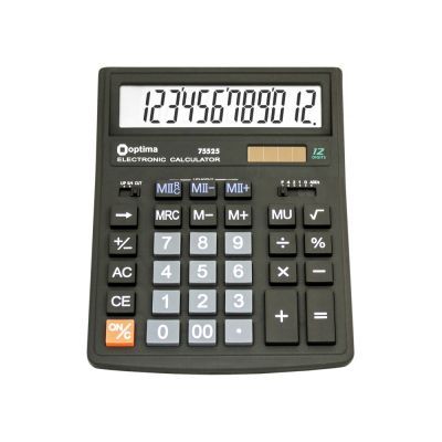 Калькулятор настольный Optima 12 разрядов размер 200*154*36мм (O75525)