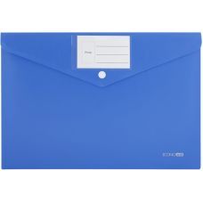 Папка-конверт А4 непрозрачная на кнопке с карманом фактура апельсин синий