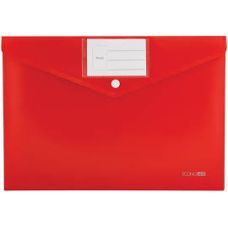 Папка-конверт А4 непрозрачная на кнопке с карманом фактура апельсин красный