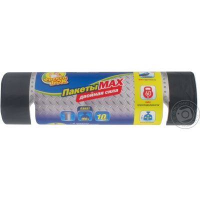 Пакеты для мусора п/е 160л/10шт 90*120 многослойные, черный ФБ (16204900)